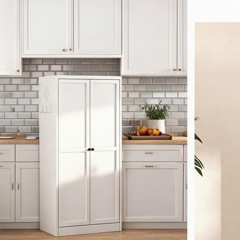 Buffet coloris blanc en métal 70 x 35 x 155 cm (1/5)