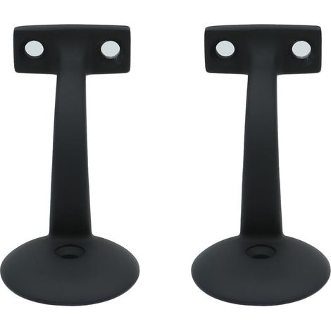 Lot de 2 supports de main courante en acier inoxydable pour rampe d'escalier en bois ou en métal - Support mural pour mains courantes intérieures et extérieures - Noir (1/5)