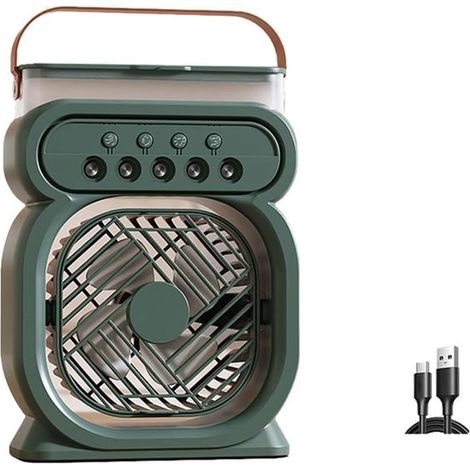 Ventilatore da tavolo alimentato tramite USB, perfetto per studenti, viaggiatori e campeggiatori (verde). (1/5)