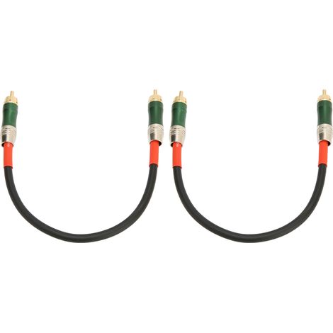Lot de 2 câbles RCA professionnels à double blindage et connecteurs plaqués or, RAC vers RCA mâle-mâle, pour amplificateur TV/DVD, 0,3 m (1 pi), vert (1/5)
