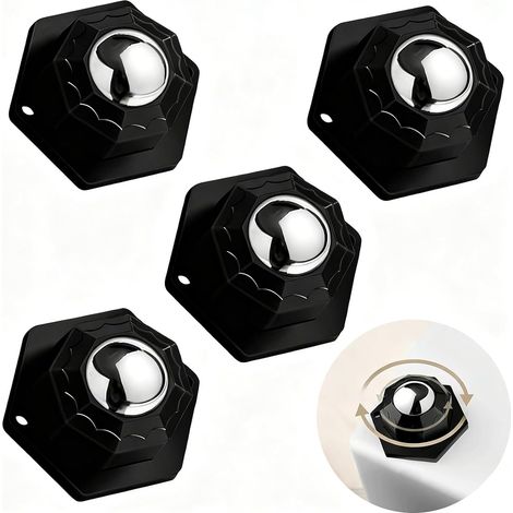 4 Pièces Roulettes Plates Universelles Adhésives 360° pour Meubles Lourds - Capacité de Charge 200kg pour Canapé, Armoires et Électroménagers (1/5)