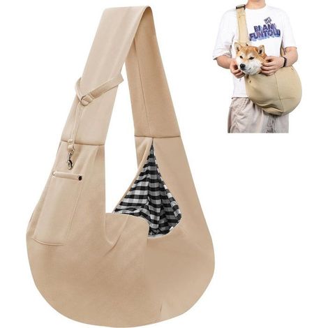 Sac de Transport pour Chien Khaki Imperméable, Porté Ventral ou Épaule, Capacité Max 10 kg, Pour Petits Animaux et Voyages (1/5)