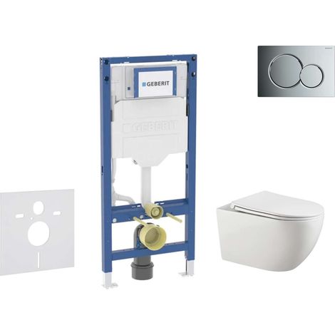 Geberit Duofix - Set Vorwandelement, Gaia-WC mit Softclose-Sitz und Sigma01-Betätigungsplatte, Chrom glänzend SANI11CA1132B