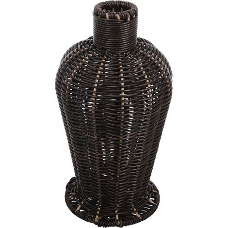 Vase Décoratif en Plastique Noir Imitation Rotin 1 Pièce pour Fleurs Séchées et Fraîches, Récipient Esthétique Multifonction pour Décoration Salon, Salle de Bain et Bureau (1/5)