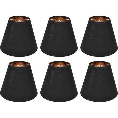 Lot de 6 abat-jour miniatures noirs à clipser pour lustre ou lampe de chevet, en tissu, diamètre 15 cm, design moderne, rénovation d'éclairage (1/5)