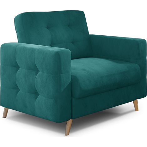 Fauteuil velours ANSKA-Vert (1/5)