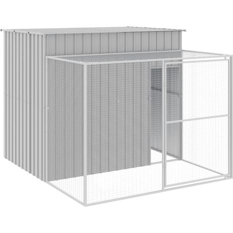 Caseta perros corral acero galvanizado gris claro 214x253x181cm vidaXL