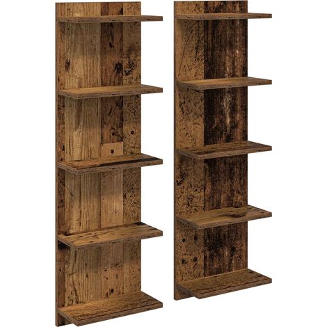 Estante de pared 2 uds. Madera envejecida 30 x 15 x 100 cm vidaXL