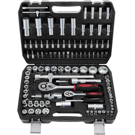 108PCS Coffret de Douilles, Coffret de Embouts, Jeu Coffret Douille Clé à Cliquet de Dégagement, Coffret de Douilles et Embouts Clés à Cliquet 1/2" et 1/4" 72 Dents (1/5)