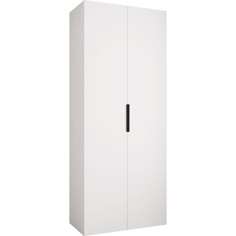 Armario Hartford 572, Blanco, 246x100x52cm, Puertas de armario: Con bisagras, Número de estantes: 6 (1/5)