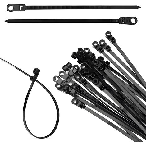 Lot de 100 serre-câbles, 5 x 200 mm, en nylon, pour fixation rapide, réparation quotidienne, réparation de voiture, une fixation de câble extrêmement pratique (noir) (1/5)
