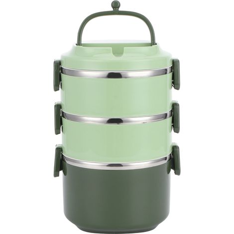 Isolierte Edelstahl-Lunchbox, 3-lagige Bento-Box 2,4 l, tragbarer Lebensmittelbehälter mit Besteck, Thermos-Lunchbox für die Küche (1/5)
