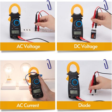 Pince multimètre numérique mesure résistance tension CA/CC terre ligne sous tension diodes jaune