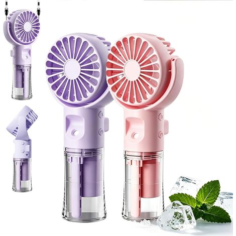 Mini Ventilateur Portable, Ventilateur Brumisateur, Ventilateur de Poche USB Rechargeable avec 4 Vitesses Réglables et Brume D'eau, Ventilateur Portable Silencieux pour Maison, Bureau, Voyage (C) (1/5)