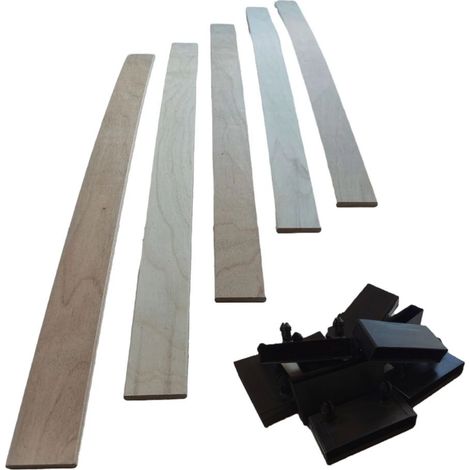Lot de 5 lattes + embouts pour sommier et lit 680x53x8 mm Bois hêtre durable - 7 plis Remplacement - Rechange - Renfort pour sommier / bz / clic clac / canapé
