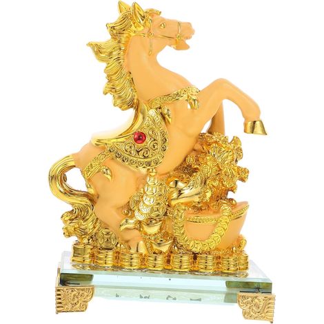 Statuette de Cheval Debout Résine Dorée Sculpture Ornementale de Cheval pour Décoration Intérieure Maison ou Bureau (1/5)