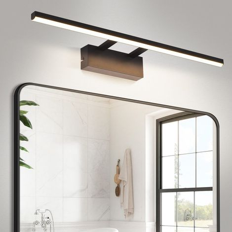 GBLY Spiegelleuchte Badezimmer Wandleuchte LED – 13W Matt Schwarz Modern 60cm Spiegellampen für das Bad 4000K Neutralweiße Beleuchtung Lampen Wandlampe für Küche Flur Veranda Wohnzimmer