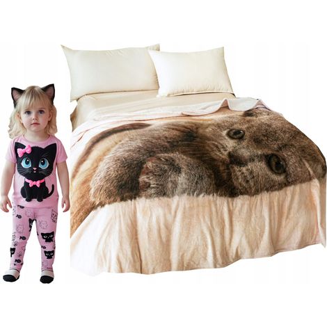 Morbida coperta, plaid, 160x200, stampa 3D realistica, gattino, gattini (1/5)