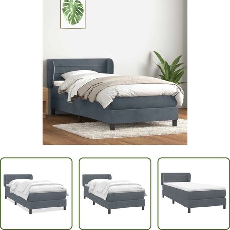 vidaXL Samt - Boxspringbett mit Matratze Dunkelgrau 80x210 cm Samt (1/5)