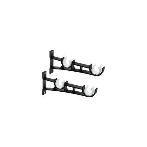 Lot de 2 supports de tringle à rideaux double de 28 mm - Résistants - Noir