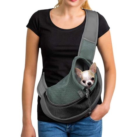 Sac à bandoulière pour chiens et chats, à porter en bandoulière ou devant, sans les mains. (1/4)
