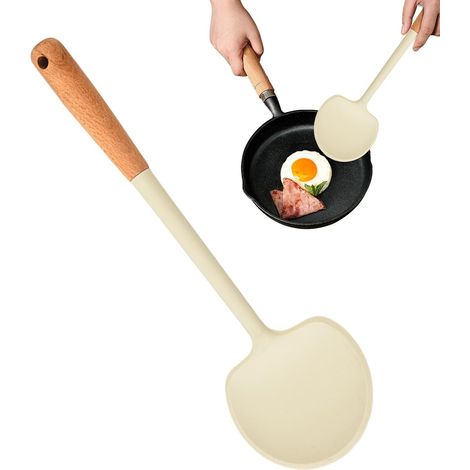 Silikonspatel, praktischer Bratlöffel, spülmaschinenfest, antihaftbeschichtet, 33,5 x 10,6 x 3 cm, ideal für Haushalt, Bäckerei, Restaurant, perfekt zum Suppenkochen, Camping, Picknick, Grillen und Ko