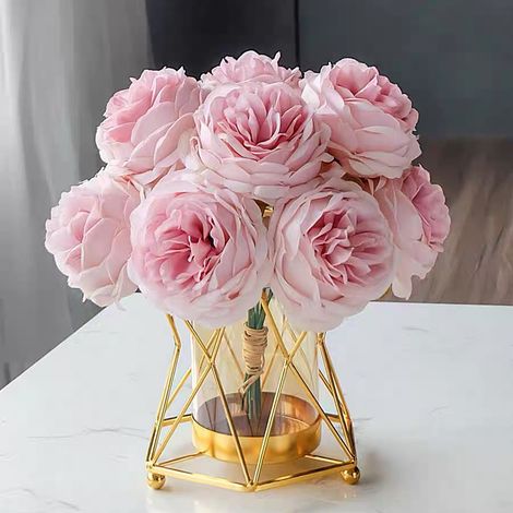 Vase en Verre Transparent Doré 16x14cm pour Mariage - Décoration Florale Rustique et Artistique (1/5)