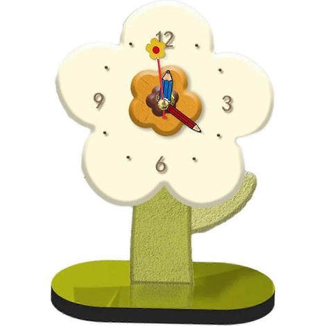 Horloge de bureau silencieuse, horloge décorative multifonctionnelle en bois, horloge de table pour la maison ou le bureau-White 15cmx20cm (1/5)