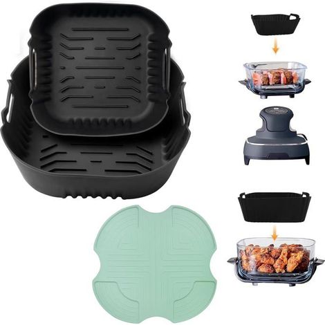 Moule silicone pour friteuse à air-KAL-pour Ninja Crispi Fn101Eusg,inserts en silicone antiadhésifs(dessous de plat vert clair). (1/5)