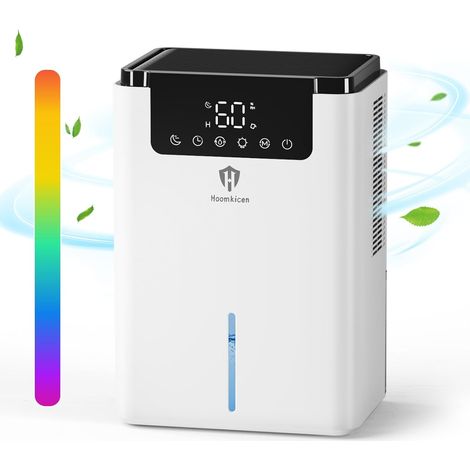 Déshumidificateur pour chambre, 1,9 L (68 oz), idéal pour la maison ou le sous-sol, avec minuterie de dégivrage automatique et lumière colorée. Petit déshumidificateur pour salle de bain, camping-car 