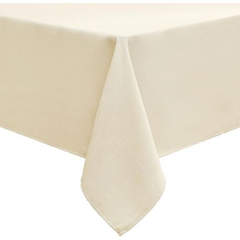 Nappe Rectangulaire 140 x 180 cm Aspect Lin Nappe Exterieur Impermeable Nappe de Table Anti Tache pour Manger, Jardin - Beige (1/5)