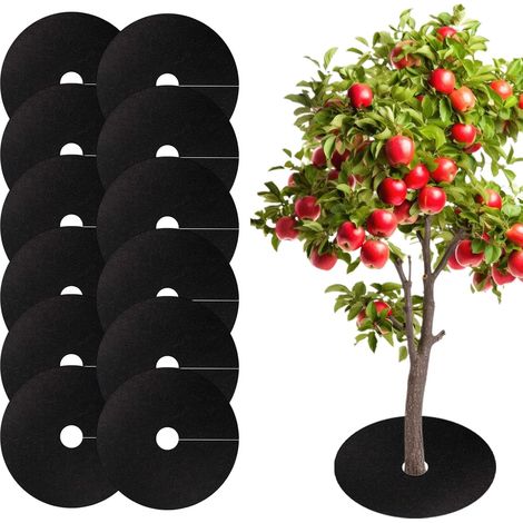 Packung mit 12 biologisch abbaubaren Unkrautvliesen, Gartenmulch, Winterabdeckung für Pflanzen im Freien, 52 cm Durchmesser