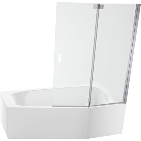 Pack baignoire bain douche 170 x 90 JACOB DELAFON Bastille vidage à droite blanc brillant + tablier en niche + pare-bain chromé