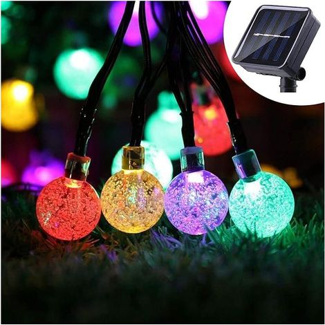Guirlande Lumineuse Exterieure Interieur Solaire LED Bulles Lanterne de Décoration de Cour Lampe Solaire extérieure Boule de Cristal Guirlande Lumineuse Bulle 7 Mètres 50 Lumières (1/5)