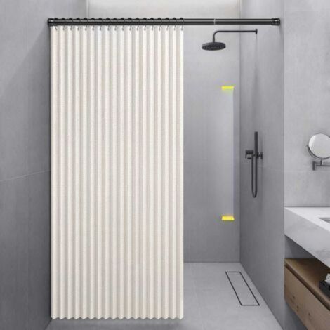 (100 x 200 cm, Beige)Rideau de porte accordéon occultant, rideau de douche pliable et imperméable, sans perforation (1/5)