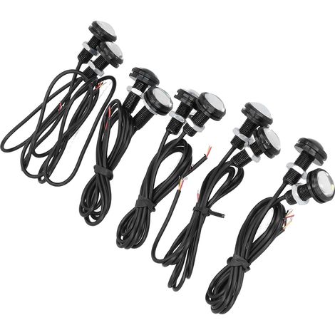 Lot de 10 feux de jour LED DC9-80V, lumière blanche/jaune, 23 mm, 6 SMD, étanches IP67 (1/5)