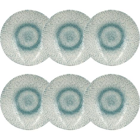 Lot de 6 assiettes creuses en porcelaine 21cm, AQUA (1/3)