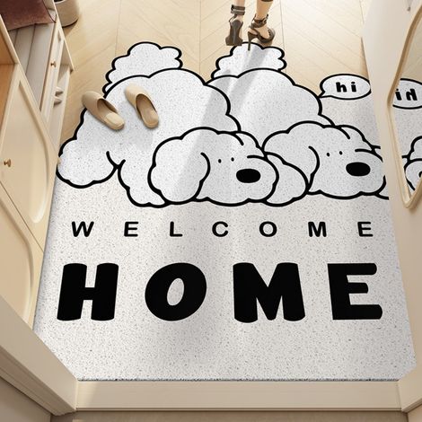 LAN Chiot mignon - Cerceau en soie vertical 4060cm Tapis de sol bouclé résistant et durable à l'usure, à motifs d'animaux de dessin animé, découpable, grattant la boue et enlevant la saleté, tapis d'e (1/5)