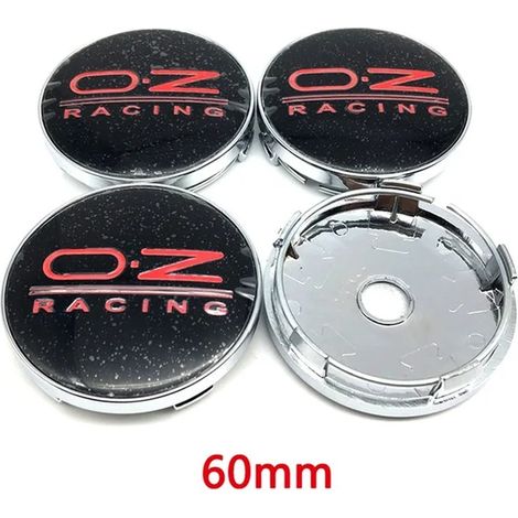 (60 mm Noir Rouge) 4 enjoliveurs centraux de roue de voiture 56 mm 60 mm 65 mm 68 mm compatibles avec les jantes. Logo OZ Racing, emblème et accessoires de style extérieur. (1/5)