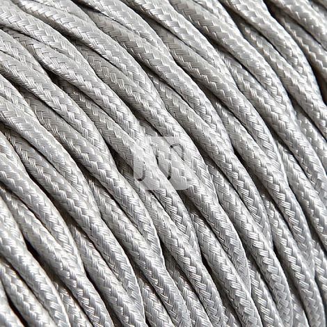 Cable eléctrico 2 x o 3 x 50 metros trenzado de tela color plata – 3 x 0,75 mm (1/3)