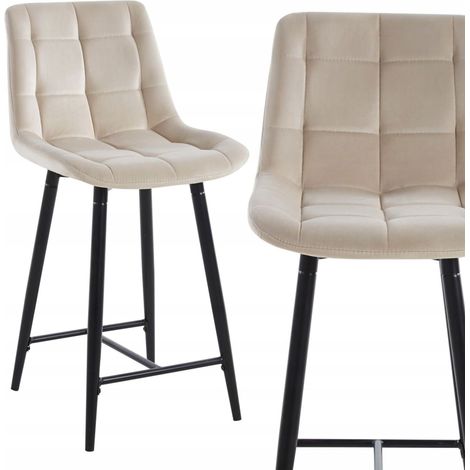 TABURETE DE TERCIOPELO BEIGE, ACOLCHADO, MODERNO, PARA ISLA DE BAR, PARA EL HOGAR, FURNITEX (1/5)