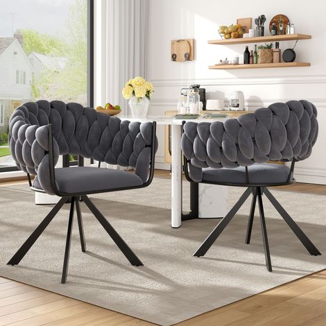 Chaise de salle à manger 2 pièces velours haut de gamme, pieds métal en forme de griffes réglables, design moderne ergonomique, gris