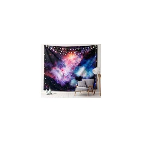 Wandteppich mit Galaxien-Mandala, 200 cm x 150 cm, Galaxienmotiv, Astronomie - Crezuo