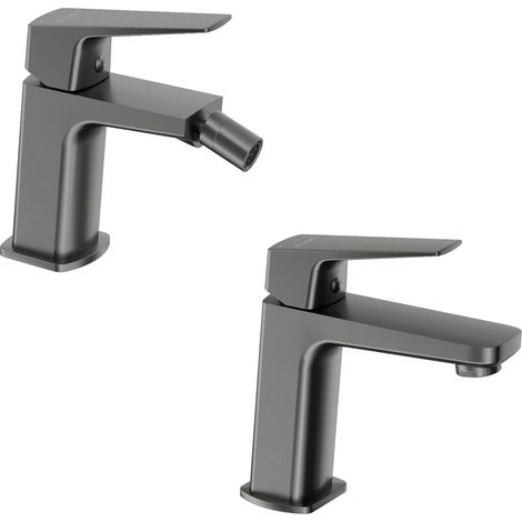 Conjunto de grifería de lavabo y bidé en PVD color Titanio Deante KITBLUR1TI (1/4)