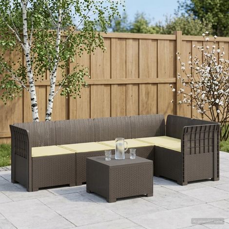 vidaXL Divano da Giardino 5 Posti con Cuscini Stile Rattan PP (1/5)