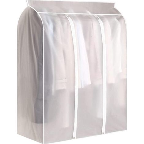 Housse à vêtements - Sac à vêtements - Plastique - Vêtements vêtements - Housse à vêtements avec fermeture éclair - Respirante et anti-poussière - Convient pour Robes, Manteaux , Vestes - 100 x 50 x 1 (1/5)