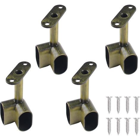 Lot de 4 supports de tringle d'angle ovales à 90° très résistants pour penderie, penderie à vêtements, siège pour tringle de placard, bronze vintage (1/5)