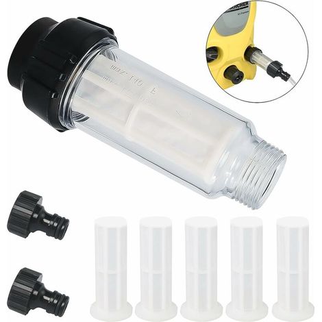 Filtre à eau avec Insert de Filtre,BR-Vie 8 Pcs Filtre pour Nettoyeur Filtre Tuyau Arrosage avec Raccord d'eau 3/4" pour Tous les Nettoyeurs Haute Pression (1/5)