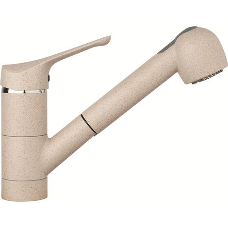 Miscelatore per lavello cucina doccia estraibile doppio getto in colore granito avena Mamoli 7077000000OA  Granito Avena
