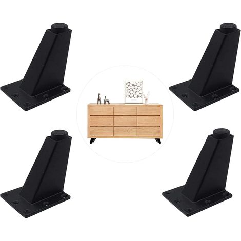Piedini regolabili per mobili in 4 pezzi, gambe per bancone da cucina/bar/tavolo TV, neri (1/5)